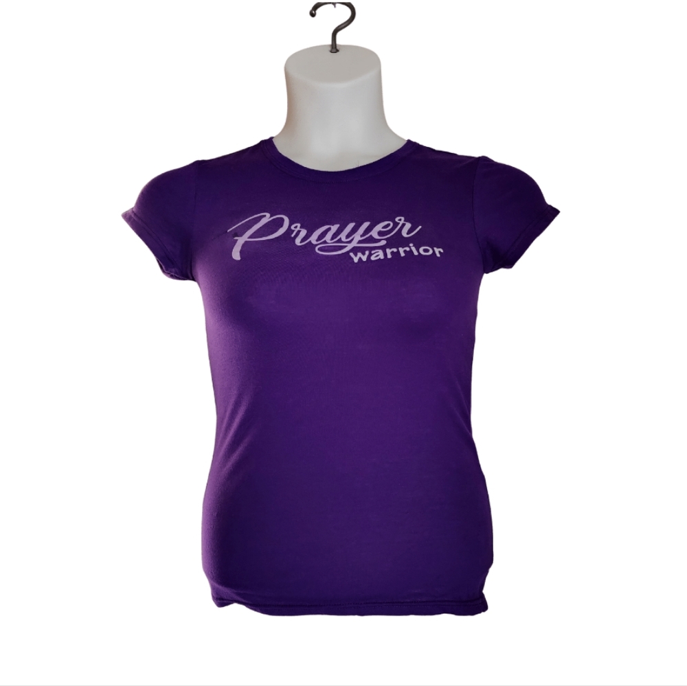 Prayer Warrior Graphic Tshirt in purple polyester 100% size XS